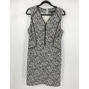 Banana Republic black and white sleeveless front zipper career dress